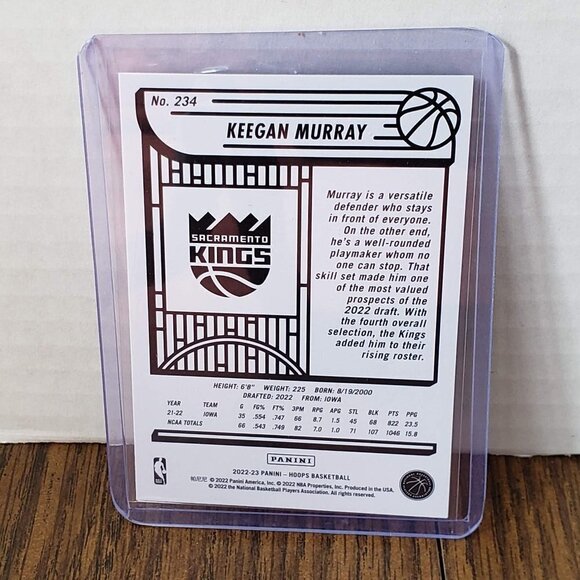 Keegan Murray 2022-23 NBA Hoops Purple Rookie RC #234 Sacramento Kings - Picture 3 of 4
